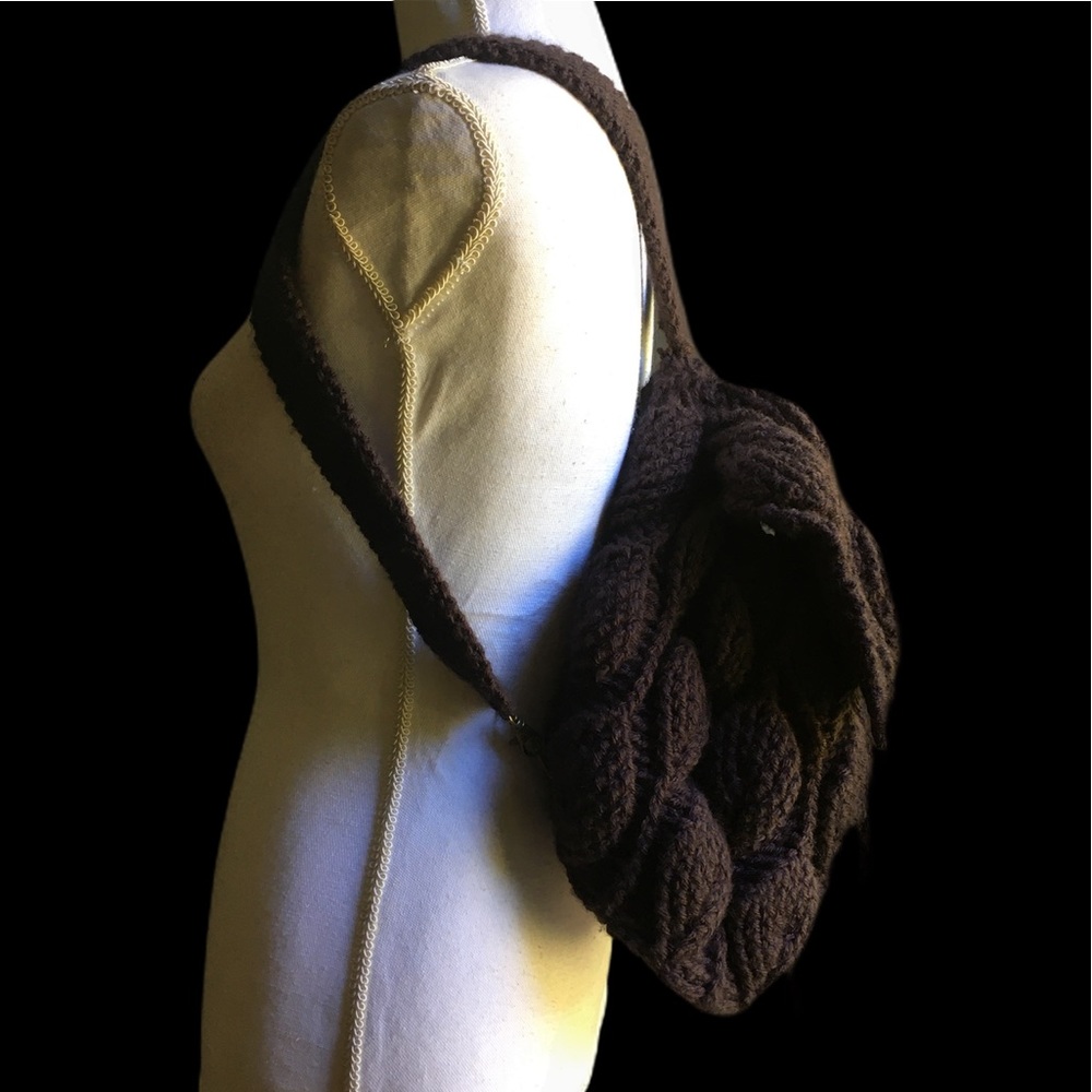 Leaf Knit Backpack Structured Bottom Leaf Stitch … - image 3